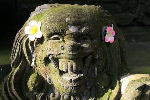 Decorative statue with flowers